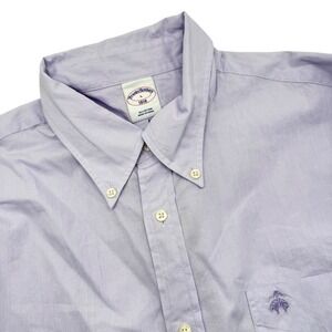 Brooks Brothers 1818 Men's Large Purple Cotton Button Down Shirt Logo Pocket